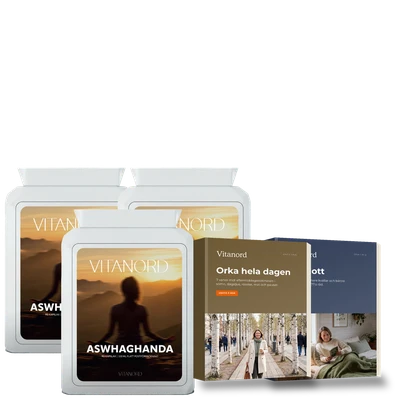 3 burkar Vitanord Ashwagandha + gratis e-böcker